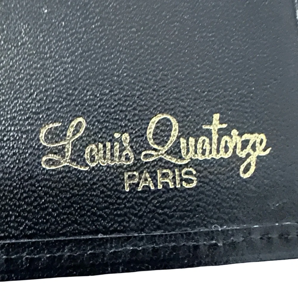 Louis Quatorze Paris Black Leather Bi fold Wallet Soft Leather Gold Hardware
